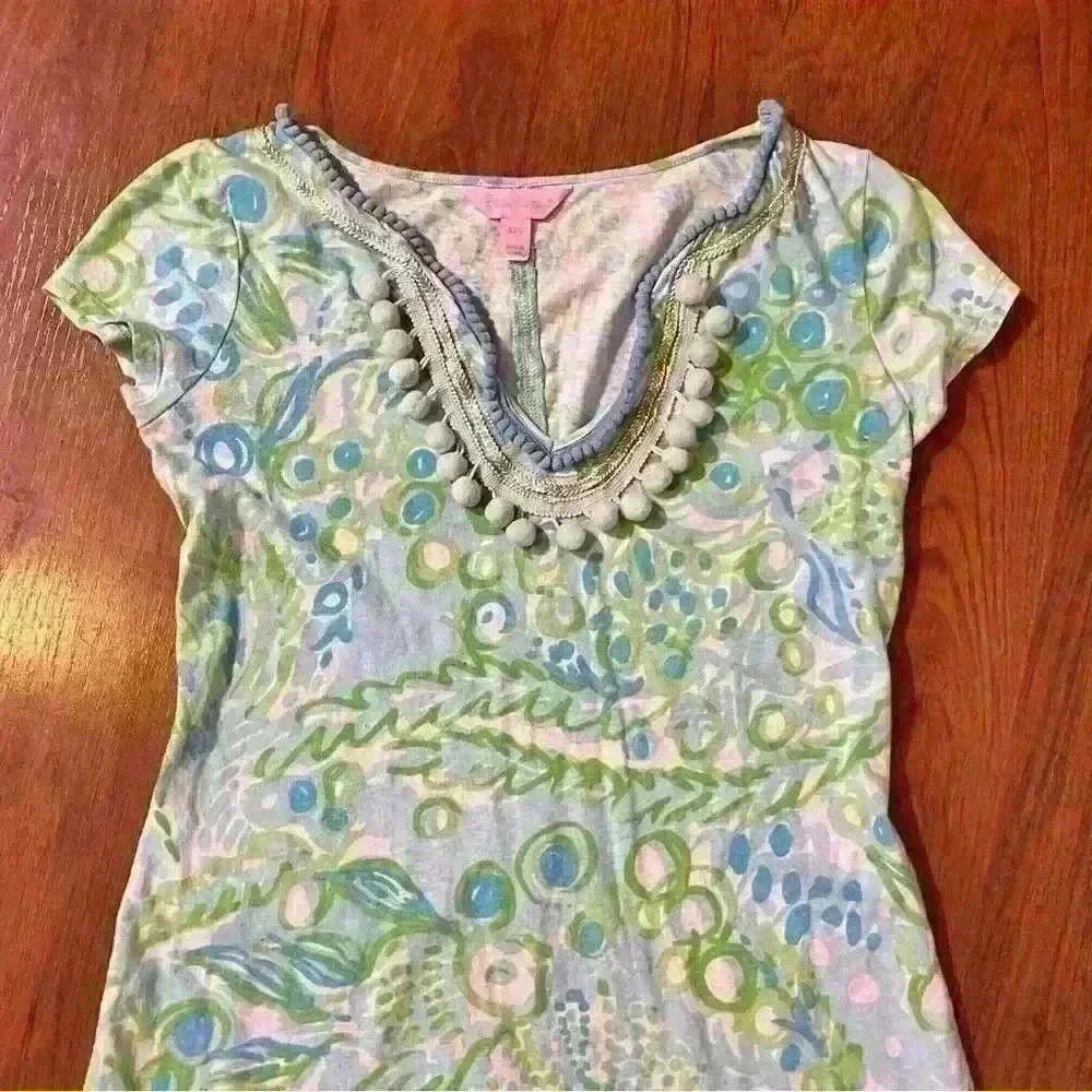 Lilly Pulitzer Womens Harper Any Fins Possible Pom Pom Accent Shift Dress XXS - Picture 6 of 15